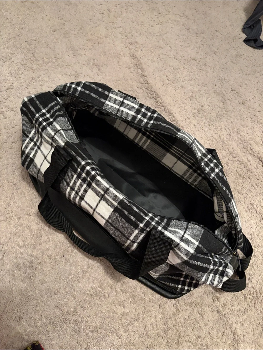 DSW Black & White Plaid Weekender Tote